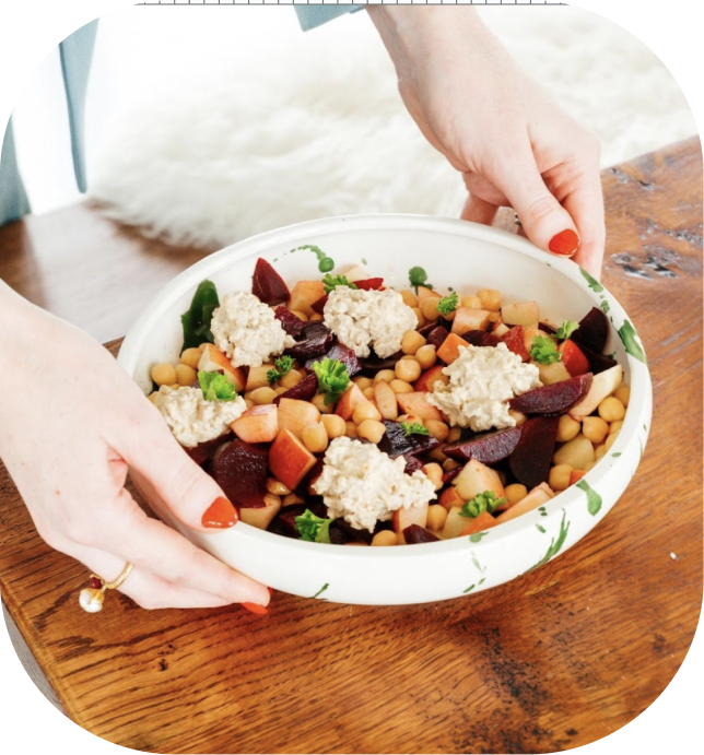 Fresh Beet and Apple Salad Topped with Veggie Tune-In