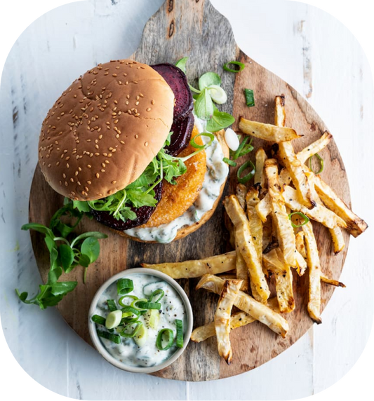 Sea Burgers with Vegetable Fries and Tartar Sauce By Foodbag