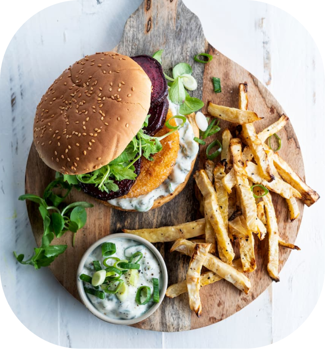 Sea Burgers with Vegetable Fries and Tartar Sauce By Foodbag